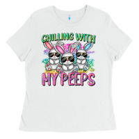 White chilling with my peeps easter bunnies cowgirl cowg Ladies Tee - CowGirlArtShop