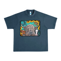 Midnight Navy Cows Glitter Turquoise Leopard Sunflowers Urban Heavy Tee - CowCowDesign