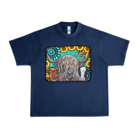 Navy Cows Glitter Turquoise Leopard Sunflowers Urban Heavy Tee - CowCowDesign