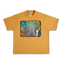 Peanut Butter Cows Glitter Turquoise Leopard Sunflowers Urban Heavy Tee - CowCowDesign