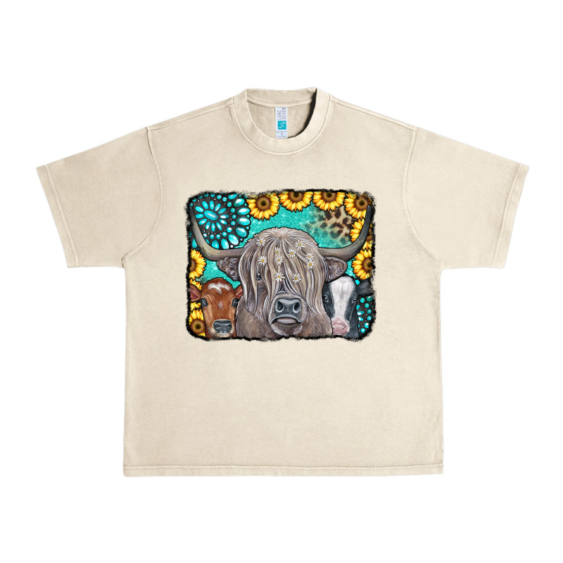 Cows Glitter Turquoise Leopard Sunflowers Urban Heavy Tee by CowCowDesign | Teevron