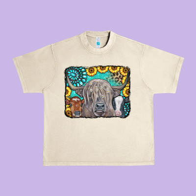 Cows Glitter Turquoise Leopard Sunflowers Urban Heavy Tee Designed By Cowcowdesign