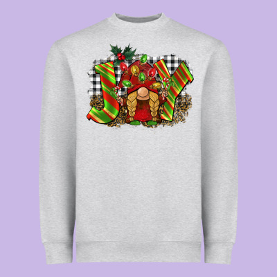 Christmas Joy Gnome Heavyweight Sweatshirt Designed By Barkaloodesign