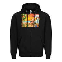 Black sunset beach background Zipper Hoodie - BarkalooDesign