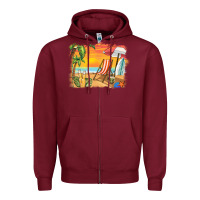 Burgundy sunset beach background Zipper Hoodie - BarkalooDesign