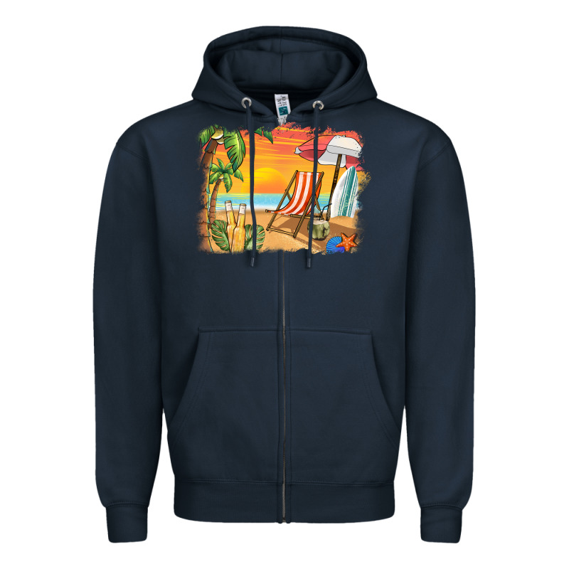 Sunset Beach Background Zipper Hoodie by BarkalooDesign | Teevron