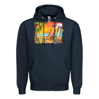 Navy sunset beach background Zipper Hoodie - BarkalooDesign