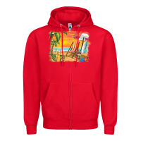 Red sunset beach background Zipper Hoodie - BarkalooDesign