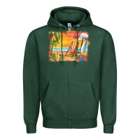 Sports Green sunset beach background Zipper Hoodie - BarkalooDesign