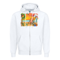 White sunset beach background Zipper Hoodie - BarkalooDesign
