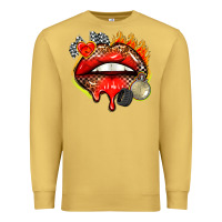 Antique Gold race lips Premium Sweatshirt - AdoDesignShop