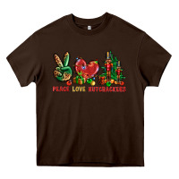 Chocolate Brown Peace love Nutcrackers Heavy Core Tee - NancyCooperArtShop