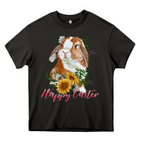 Asphalt happy easter with bunny and sunflowers Heavy Core Tee - RanaPortraitStore