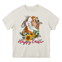 Cream happy easter with bunny and sunflowers Heavy Core Tee - RanaPortraitStore