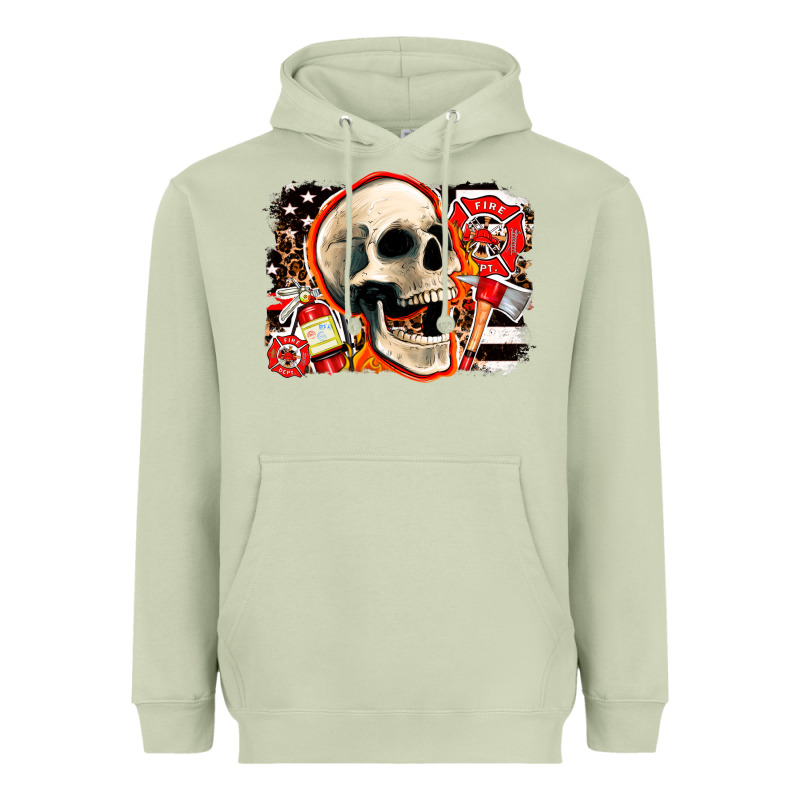 Firefighter Skull Heavyweight Hoodie by AdoDesignShop | Teevron