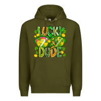 Army Green Lucky Dude Premium Hoodie - CowhideDigitalArt