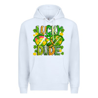 White Lucky Dude Premium Hoodie - CowhideDigitalArt