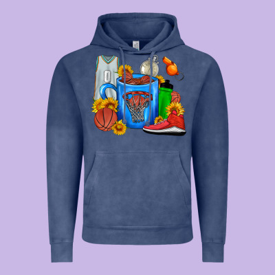 Basketball Coffee Cup Vintage Hoodie Designed By Fadigitalartstudio