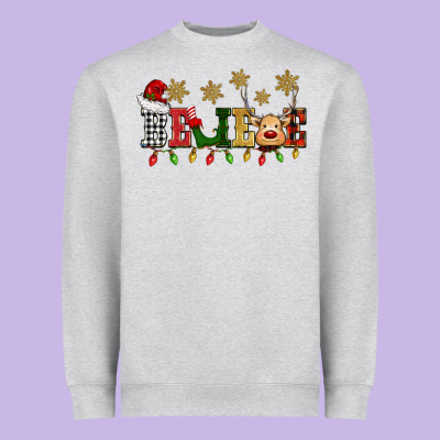 Christmas Believe Heavyweight Sweatshirt Designed By Barkaloodesign
