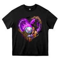 Black Halloween Heart with Witch Heavy Core Tee - texasbilliewilder