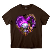 Chocolate Brown Halloween Heart with Witch Heavy Core Tee - texasbilliewilder