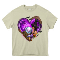 Mossy Halloween Heart with Witch Heavy Core Tee - texasbilliewilder