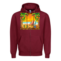 Burgundy sunset beach Zipper Hoodie - BarkalooDesign