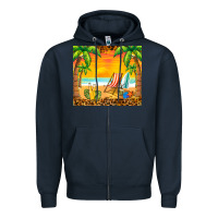 Navy sunset beach Zipper Hoodie - BarkalooDesign