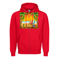 Red sunset beach Zipper Hoodie - BarkalooDesign