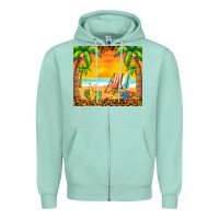 Seafoam sunset beach Zipper Hoodie - BarkalooDesign