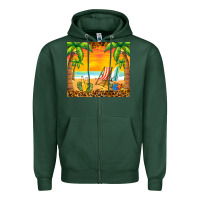 Sports Green sunset beach Zipper Hoodie - BarkalooDesign