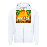 White sunset beach Zipper Hoodie - BarkalooDesign