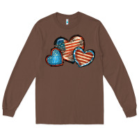 Chestnut American flag hearts 4th of july Long Sleeve Tee - FaDigitalArtStudio
