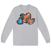 Moon Dust American flag hearts 4th of july Long Sleeve Tee - FaDigitalArtStudio