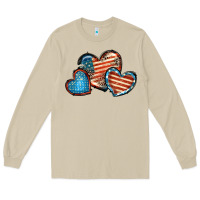Mushroom American flag hearts 4th of july Long Sleeve Tee - FaDigitalArtStudio