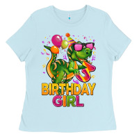 Baby Blue 3rd birthday girl t rex pink Ladies Tee - CowGirlArtShop