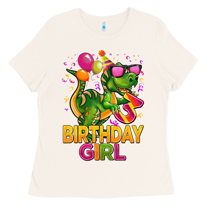 3rd Birthday Girl T Rex Pink Ladies Tee by CowGirlArtShop | Teevron