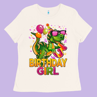 3rd Birthday Girl T Rex Pink Ladies Tee Designed By Cowgirlartshop