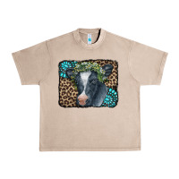 French Oak Floral Cow Leopard Gemstone Urban Heavy Tee - CowCowDesign