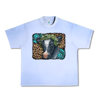 Grape Ice Floral Cow Leopard Gemstone Urban Heavy Tee - CowCowDesign