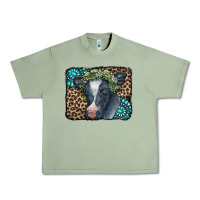 Oil Green Floral Cow Leopard Gemstone Urban Heavy Tee - CowCowDesign