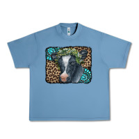 Pebble Blue Floral Cow Leopard Gemstone Urban Heavy Tee - CowCowDesign