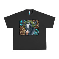 Pigment Black Floral Cow Leopard Gemstone Urban Heavy Tee - CowCowDesign