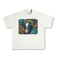 Pistachio Floral Cow Leopard Gemstone Urban Heavy Tee - CowCowDesign