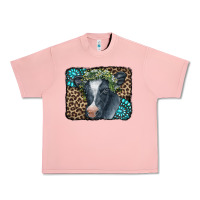 Salmon Floral Cow Leopard Gemstone Urban Heavy Tee - CowCowDesign