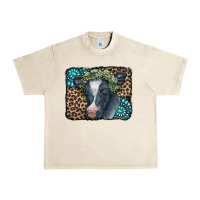 Sandshell Floral Cow Leopard Gemstone Urban Heavy Tee - CowCowDesign