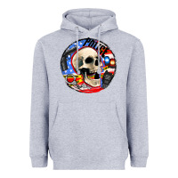 Heather Grey police skull and police equipment Heavyweight Hoodie - AdoDesignShop