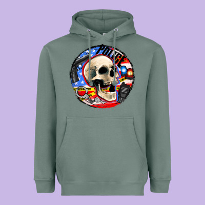 Police Skull And Police Equipment Heavyweight Hoodie Designed By Adodesignshop