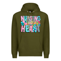 Army Green Nursing is a work of heart Premium Hoodie - CowhideDigitalArt