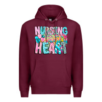Burgundy Nursing is a work of heart Premium Hoodie - CowhideDigitalArt
